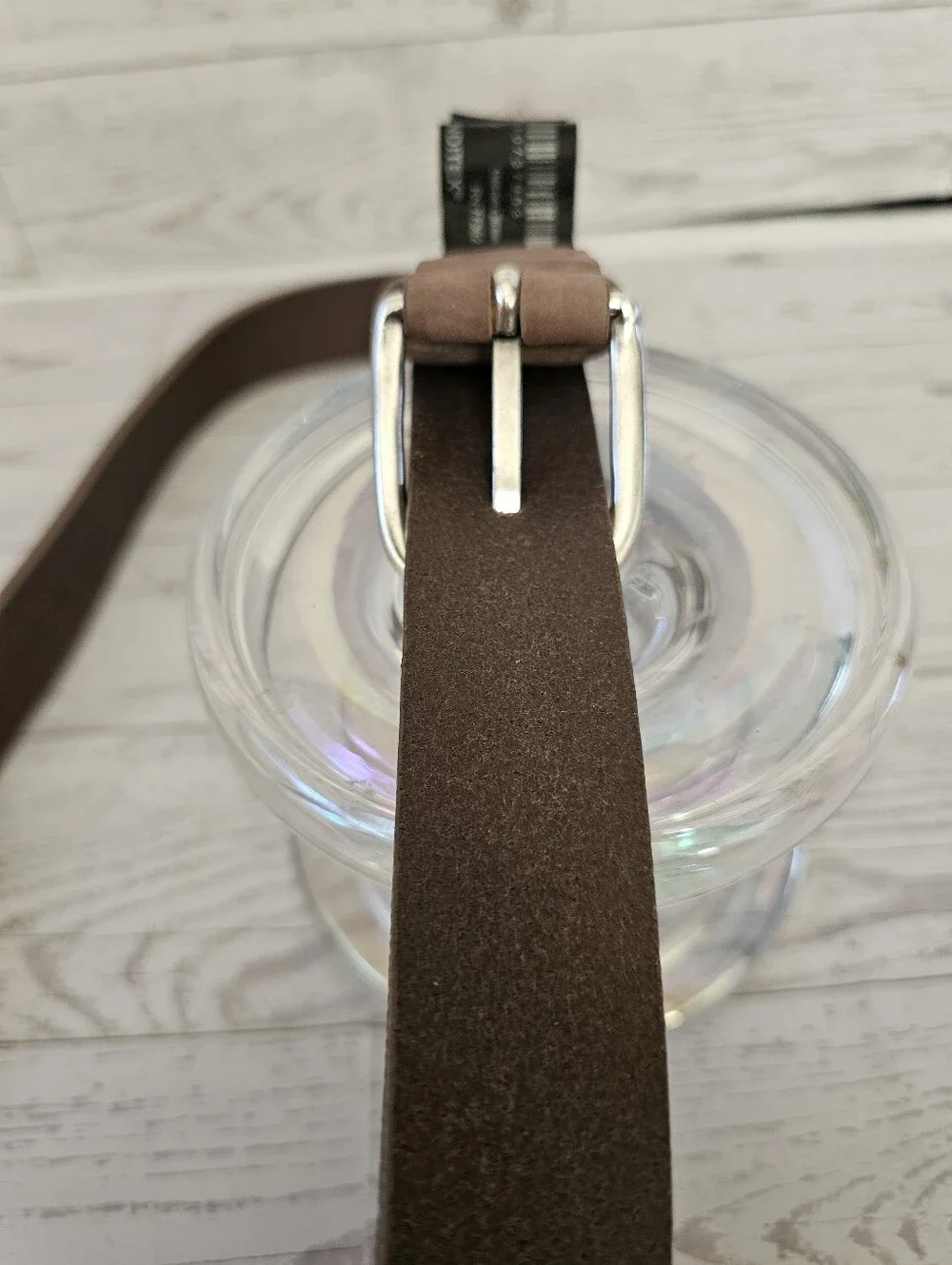 Zara 100% Genuine Leather Belt Women Light Brown Tan Suede Silver Buckle NWOT